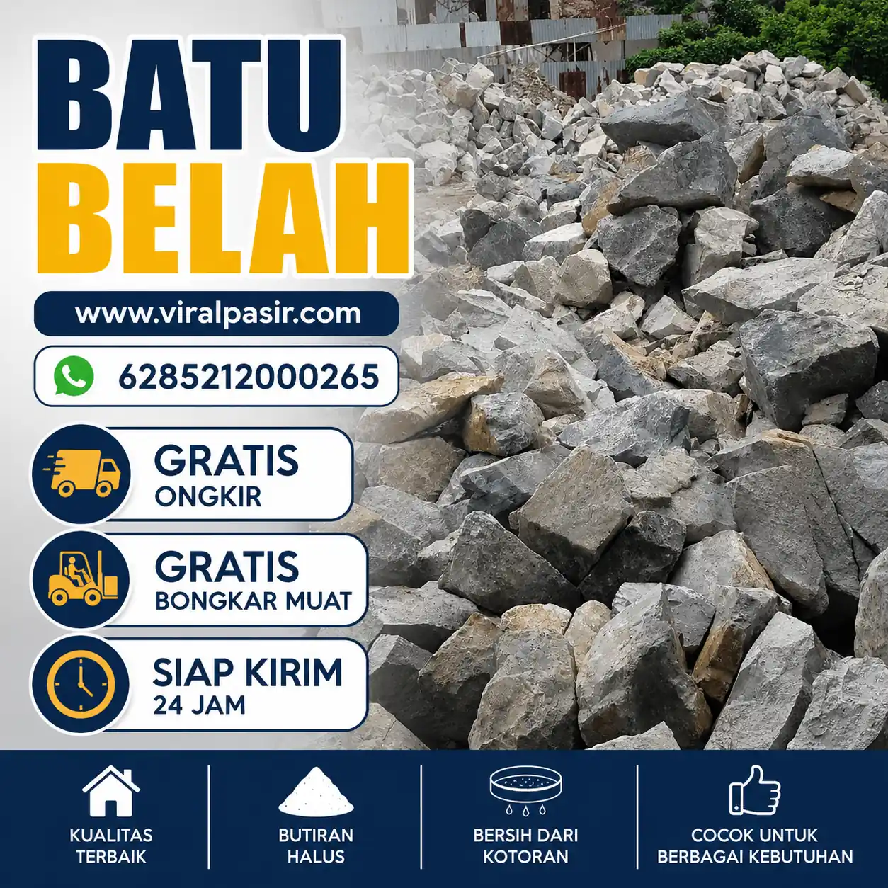jual batu belah pondasi murah di jabodetabek siap kirim 24 jam 2026