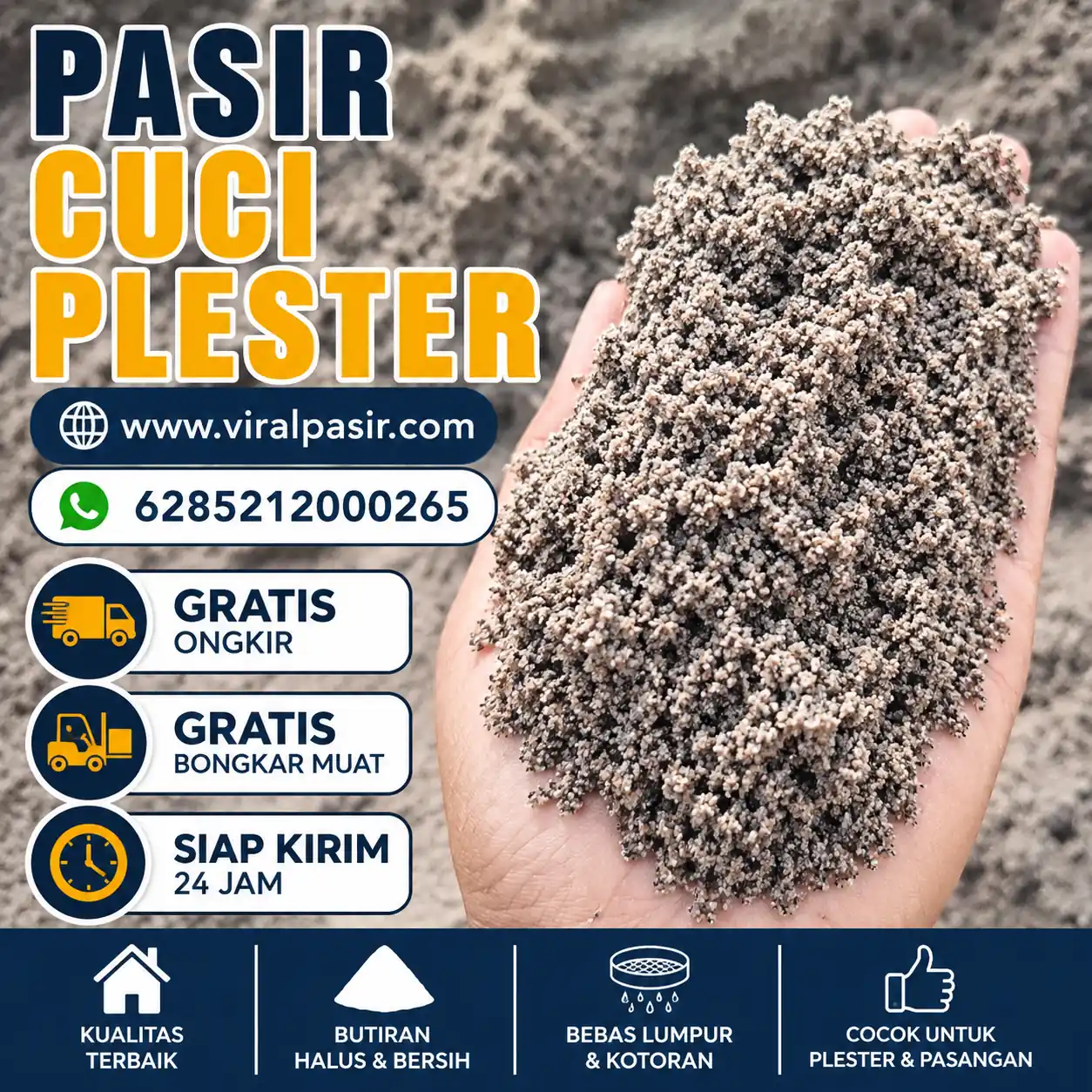 jual pasir cuci plester murah di jabodetabek siap kirim 24 jam 2026