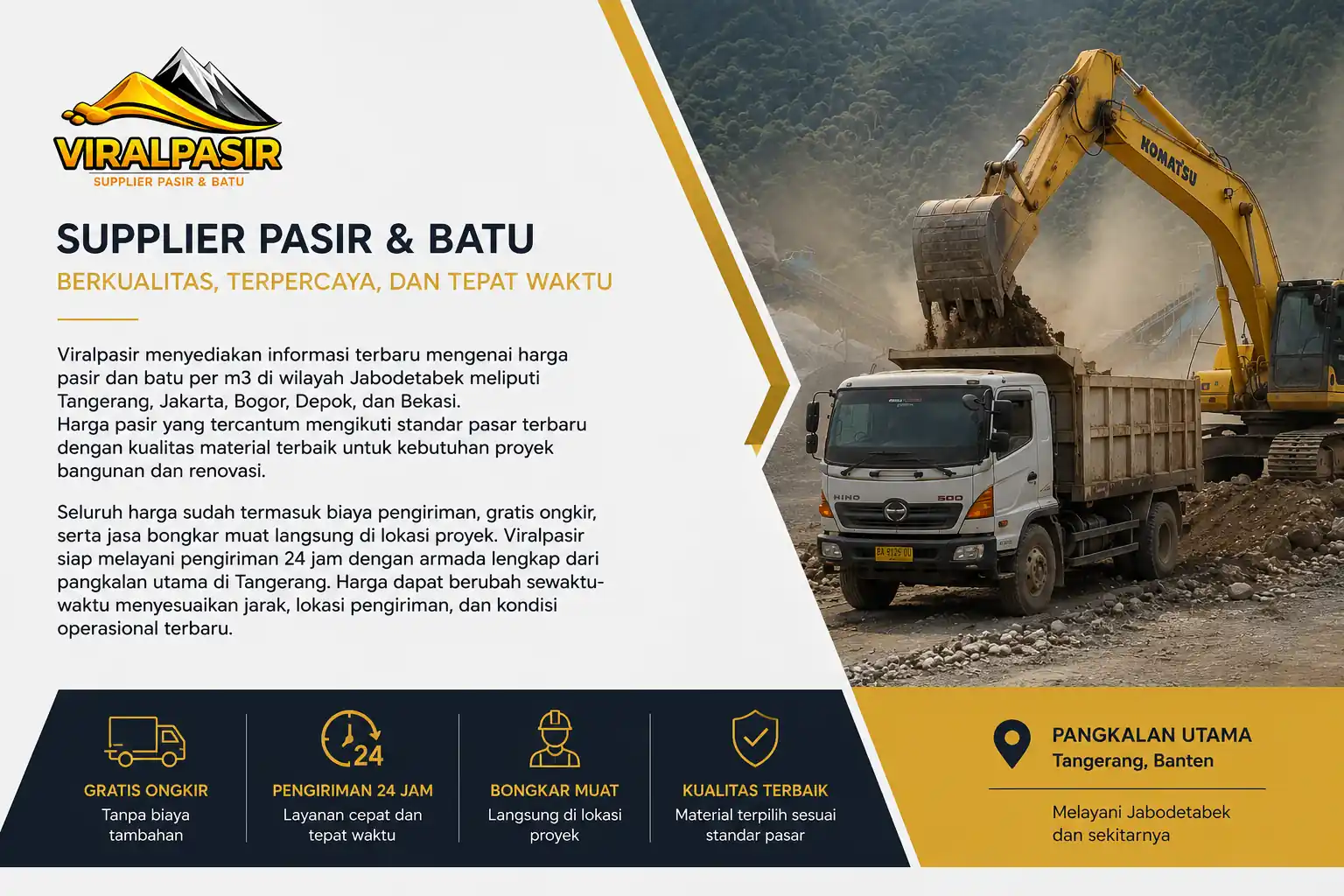 Update Harga Pasir per m3 Murah 2026 Jabodetabek | Solusi Pasir